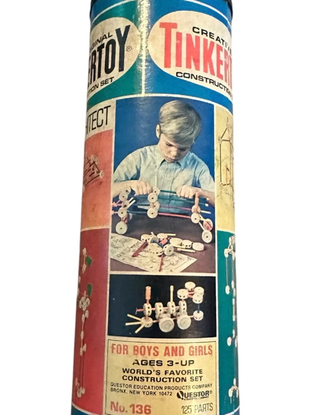 Vtg Educational Tinkertoy Construction Set Junior Architect Set 103 Pieces